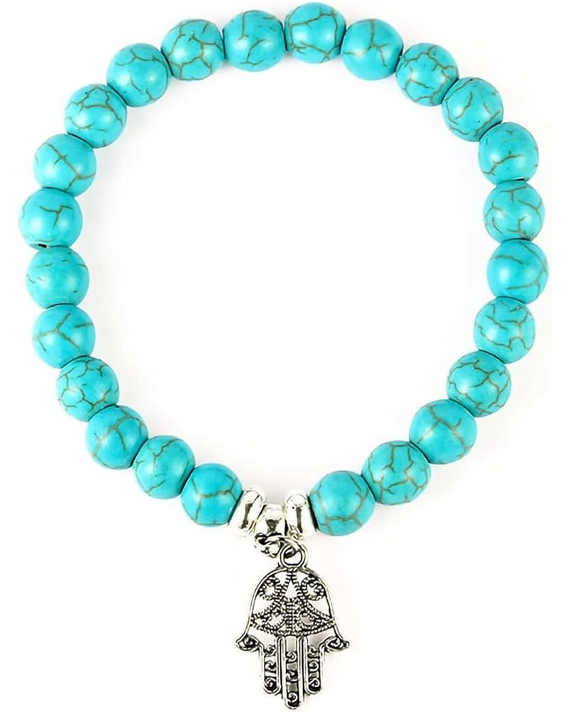 Turquoise Bracelet for Women,Healing Crystal Stone Stretch Bead Bracelets Turquoise Jewelry plam $6.04 Bracelets