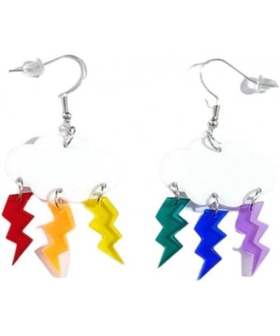 Cute Clouds Lightning Bolt Earrings Creative Acrylic Transparent Clouds Rainbow Lightning Raindrop Earrings Cartoon Sweety Fu...