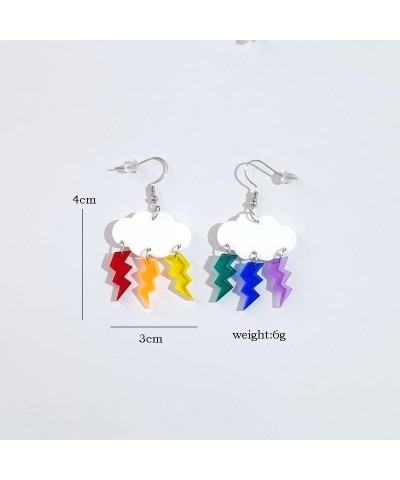 Cute Clouds Lightning Bolt Earrings Creative Acrylic Transparent Clouds Rainbow Lightning Raindrop Earrings Cartoon Sweety Fu...