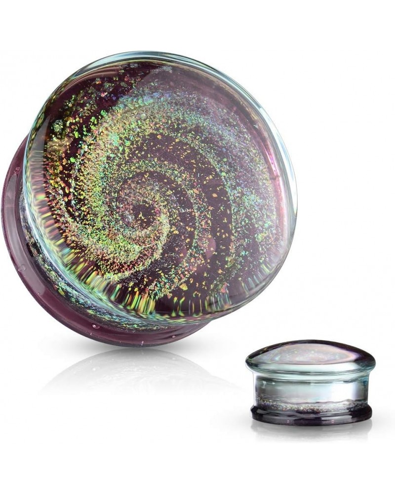 Purple Galaxy Sparkle Swirl Double Flared Glass Plugs, Sold as a Pair 8mm (0GA) $14.93 Body Jewelry