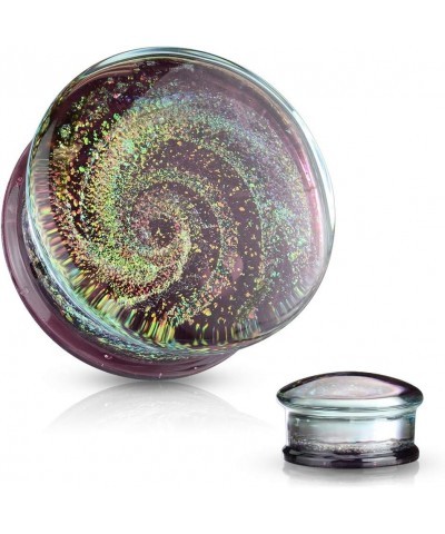 Purple Galaxy Sparkle Swirl Double Flared Glass Plugs, Sold as a Pair 8mm (0GA) $14.93 Body Jewelry