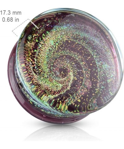 Purple Galaxy Sparkle Swirl Double Flared Glass Plugs, Sold as a Pair 8mm (0GA) $14.93 Body Jewelry