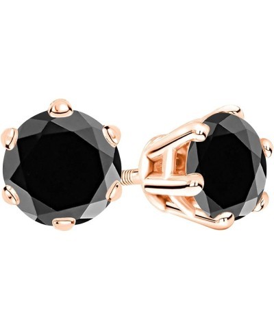 1/2-10 Carat Total Weight Black Diamond Stud Earrings 6 Prong Screw Back Rose Gold 6.0 carats $179.31 Earrings