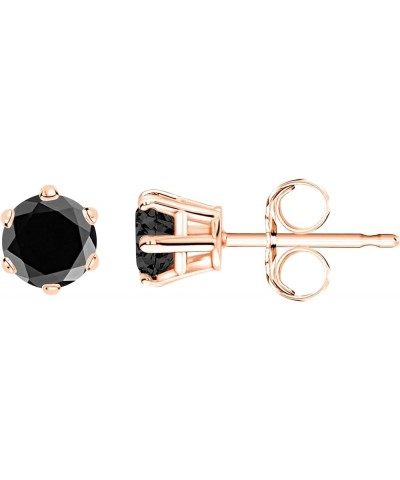 1/2-10 Carat Total Weight Black Diamond Stud Earrings 6 Prong Screw Back Rose Gold 6.0 carats $179.31 Earrings