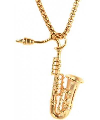 Unisex Stainless Steel Saxophone Musical Instruments Pendant Punk Necklace Gold (no chain) $11.96 Necklaces