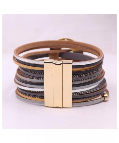 KSQS Multi-layer Leather Wrap Cuff Bracelet, Boho Wide Braided Buckle Bracelets for Women, Waterproof Leather Wristband Bangl...