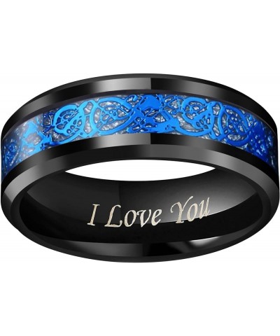 4mm 6mm 8mm 10mm Blue/Rose Gold Groove Black Matte Finish Tungsten Carbide Wedding Band Ring Engraved I Love You Size 4 To 17...