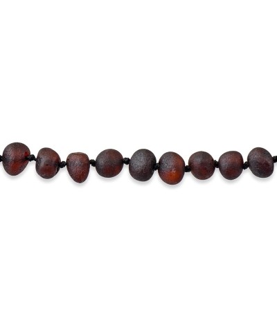 Necklace - Hand-Assembled Raw Baltic Sea Amber Beads Between Knots - Premium Natural Jewelry from Europe Raw Cherry 20 inches...