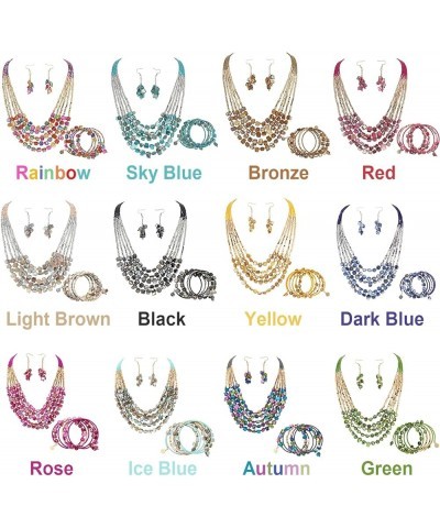 Bohemian Layered Shell Beaded Necklace Set Seed Bead Irregular Costume Jewelry for Women Autumn+ER $11.36 Jewelry Sets