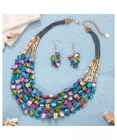 Bohemian Layered Shell Beaded Necklace Set Seed Bead Irregular Costume Jewelry for Women Autumn+ER $11.36 Jewelry Sets