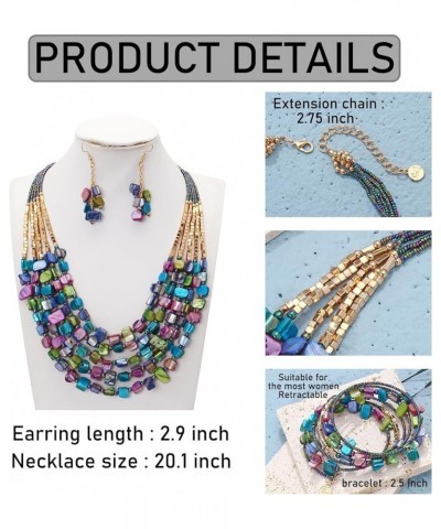 Bohemian Layered Shell Beaded Necklace Set Seed Bead Irregular Costume Jewelry for Women Autumn+ER $11.36 Jewelry Sets