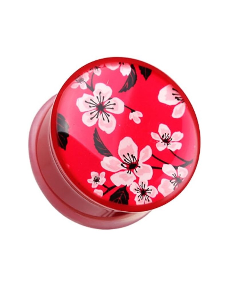 Sakura Cherry Blossom Single Flared WildKlass Ear Gauge Plug (Sold as Pairs) 0 GA $11.96 Body Jewelry