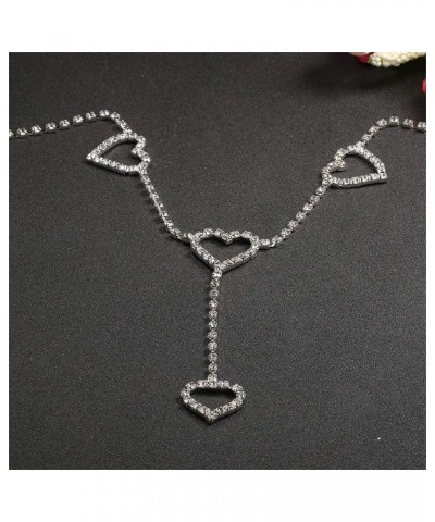 Sexy Rhinestone Heart Pendant Waist Chain Belt Circle Link Belly Body Chain Jewelry for Women silver $4.94 Body Jewelry