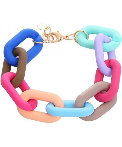 Multicolor Resin Lightweight Summer Chunky Thick Link Chain Bracelets Trendy Y2k Rainbow Candy Color Thick Paperclip Chain Br...