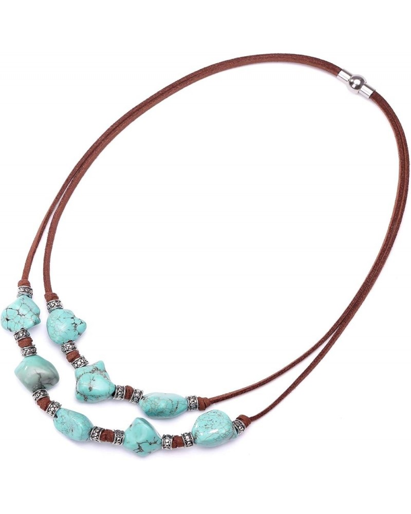 Suede Turquoise Necklace for Women Handmade Y-Shape Bohemain Vintage Pendant Jewelry Lariat… 16" Choker-magnetic clasp $10.06...