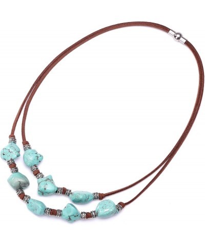 Suede Turquoise Necklace for Women Handmade Y-Shape Bohemain Vintage Pendant Jewelry Lariat… 16" Choker-magnetic clasp $10.06...