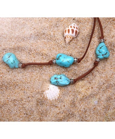 Suede Turquoise Necklace for Women Handmade Y-Shape Bohemain Vintage Pendant Jewelry Lariat… 16" Choker-magnetic clasp $10.06...