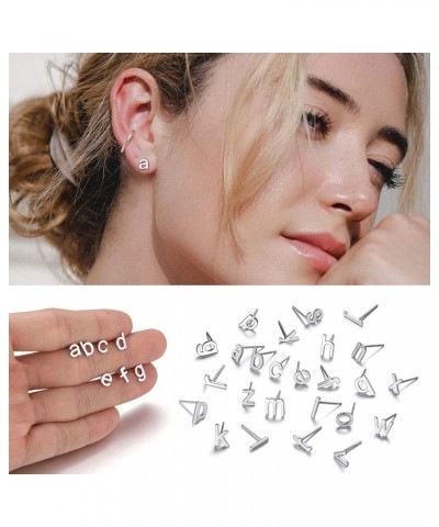 925 Sterling Silver Lowercase Letter A-Z Initial Stud Earrings for Women Girls Hypoallergenic (with Gift Box) e $9.17 Earrings