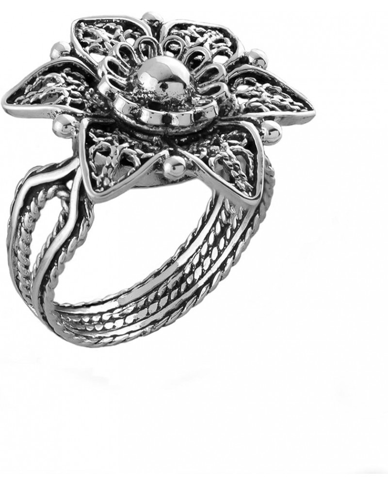 Handcrafted Filigree Art Sterling Silver Daisy Flower - Sunflower Motif Woman Cocktail Ring, Gift Boxed Daisy Flower $24.50 R...