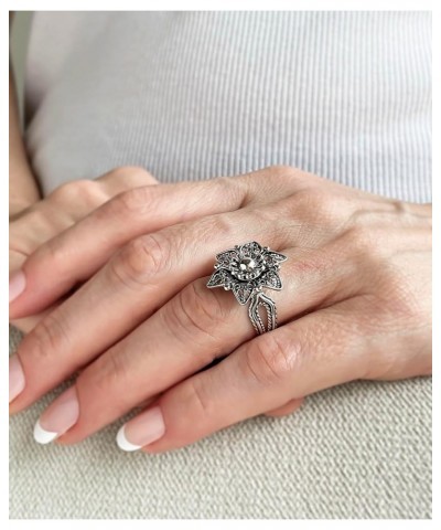 Handcrafted Filigree Art Sterling Silver Daisy Flower - Sunflower Motif Woman Cocktail Ring, Gift Boxed Daisy Flower $24.50 R...