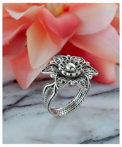 Handcrafted Filigree Art Sterling Silver Daisy Flower - Sunflower Motif Woman Cocktail Ring, Gift Boxed Daisy Flower $24.50 R...