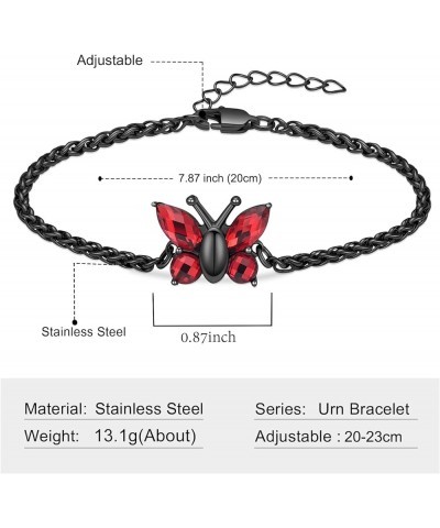 Cremation Jewelry Butterfly Urn Bracelet for Human Ashes for Women Adjustable Memorial Keepsake Link Bracelet Red $8.97 Others