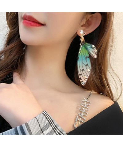 Butterfly Wing Drop Earrings Colorful Feather Dangle Earring Crystal Wing Studs Earrings Knot Wing Earrings Women Girls Weddi...