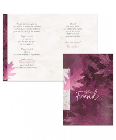 Friendship - A Reason Season Lifetime Friend Greeting Card and Leaf Necklace - Growing Together - Women BFF Pink Card - Clear...