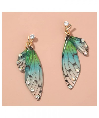 Butterfly Wing Drop Earrings Colorful Feather Dangle Earring Crystal Wing Studs Earrings Knot Wing Earrings Women Girls Weddi...