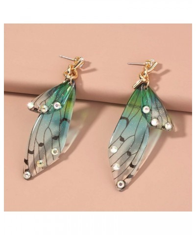 Butterfly Wing Drop Earrings Colorful Feather Dangle Earring Crystal Wing Studs Earrings Knot Wing Earrings Women Girls Weddi...