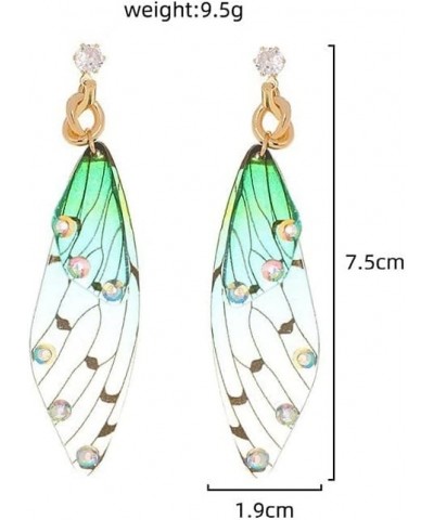 Butterfly Wing Drop Earrings Colorful Feather Dangle Earring Crystal Wing Studs Earrings Knot Wing Earrings Women Girls Weddi...