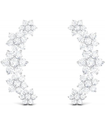 HI-SI Diamond Floral Inspired Ear Crawler Climber Studs, Cartilage Piercing Flower Earrings for Her 18K White Gold $370.12 Ea...