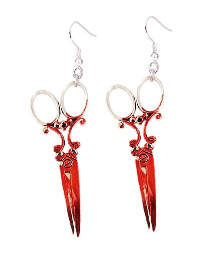 Halloween Scissor Dangle Earrings for Women Terror Bloody Scissor Earring Red Blood Scissors Drop Earrings for Women Girls Ha...