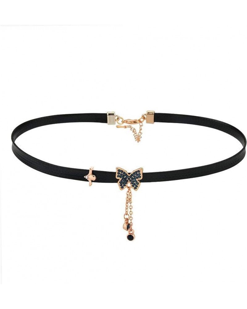 Leather Choker for Women, Black Faux Leather Collar Necklace Butterfly $11.39 Necklaces