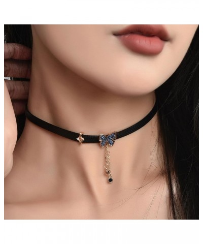 Leather Choker for Women, Black Faux Leather Collar Necklace Butterfly $11.39 Necklaces