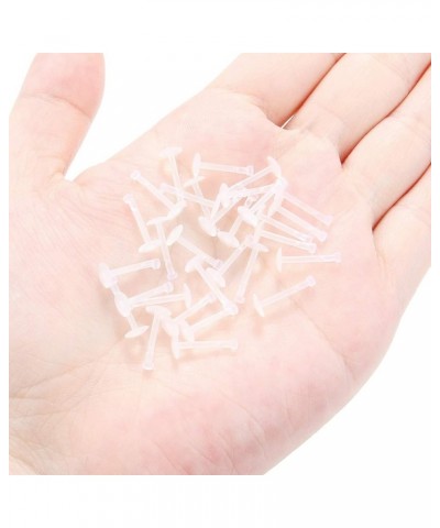 30PCS 16G Clear Push Top Piercing Retainers 2mm Flat & Ball Top Bioflex Lip Rings Labret Retainer for Women Men 6-10mm Bar Le...