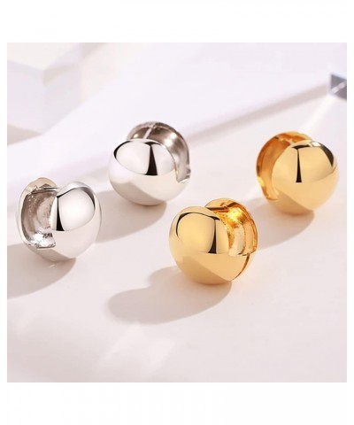 Gold Plated Ball Huggie Hoop Earrings for Women Girls Round Balls Chunky Hoops Earring Sterling Silver Pin Post Pierced Wrap ...