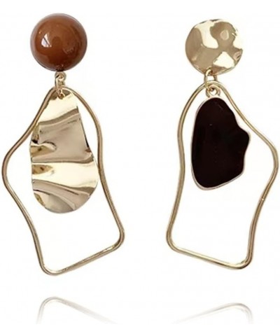 Retro Irregular Drip Oil Asymmetric Drop Earrings Temperament Geometric Earrings for Women Girls gold $7.53 Earrings