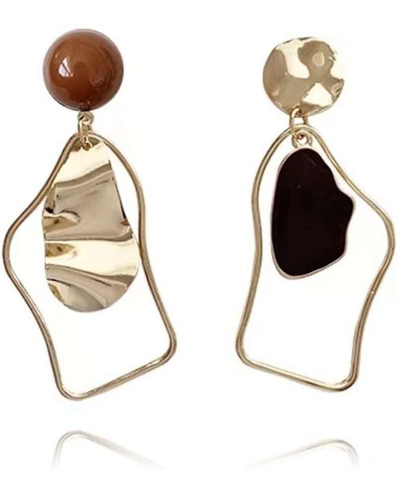 Retro Irregular Drip Oil Asymmetric Drop Earrings Temperament Geometric Earrings for Women Girls gold $7.53 Earrings