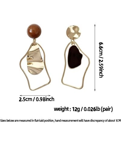 Retro Irregular Drip Oil Asymmetric Drop Earrings Temperament Geometric Earrings for Women Girls gold $7.53 Earrings