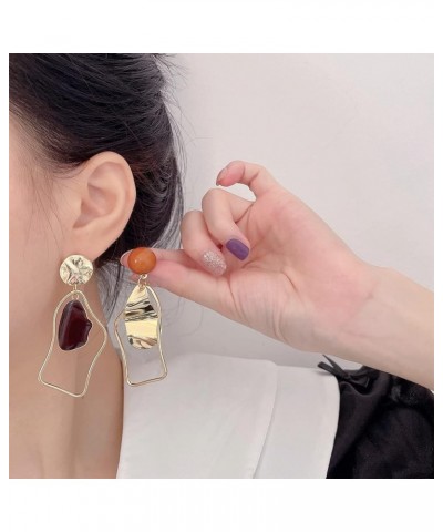 Retro Irregular Drip Oil Asymmetric Drop Earrings Temperament Geometric Earrings for Women Girls gold $7.53 Earrings