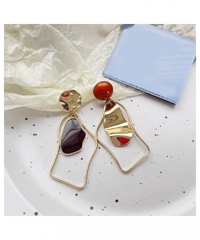 Retro Irregular Drip Oil Asymmetric Drop Earrings Temperament Geometric Earrings for Women Girls gold $7.53 Earrings