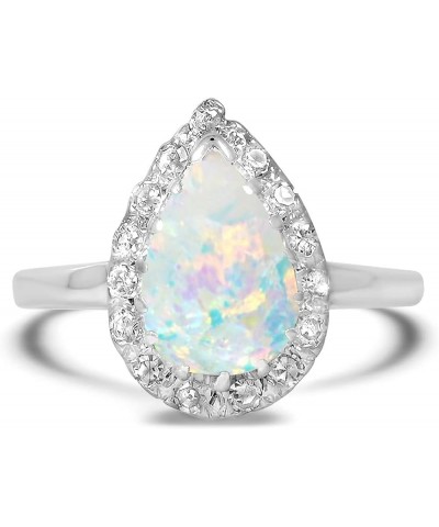 Opal Rings for Women Opal and Moissanite Engagement Rings for Women 10K 14K 18K White/Yellow/Rose Gold Opal Engagement Weddin...