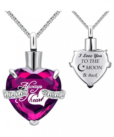 Urn Necklaces for Ashes Always in My Heart Heart Cremation Jewelry Memorial Pendant Birthstone Necklace February URN $10.44 N...