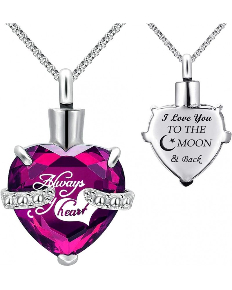 Urn Necklaces for Ashes Always in My Heart Heart Cremation Jewelry Memorial Pendant Birthstone Necklace February URN $10.44 N...