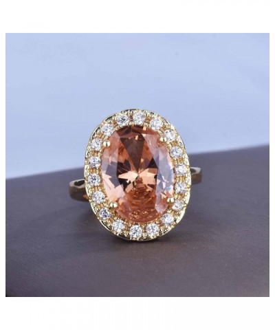 Huge Oval Shaped CZ Cubic Zircon Wedding Party Statement Champagne Ring Engagement Inspired Cocktails Morganite Yellow Gold P...