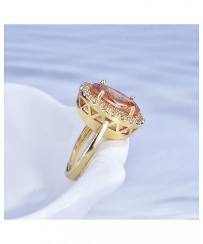 Huge Oval Shaped CZ Cubic Zircon Wedding Party Statement Champagne Ring Engagement Inspired Cocktails Morganite Yellow Gold P...