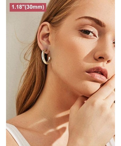 Hoop Earrings for Women, Lightweight Silver/Black/Gold Plated Chunky Open Hoop Earrings(30, 40, 60, 80mm) Silver-30mm $12.53 ...