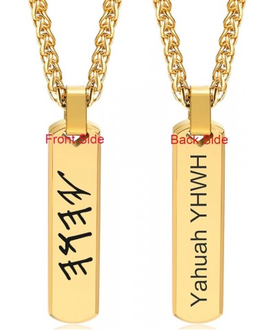 SHNIAN Personalized High Polished Stainless Steel 3D Vertical Bar Necklace Hebrew Blessing Pendant Necklace Inspirational Mea...