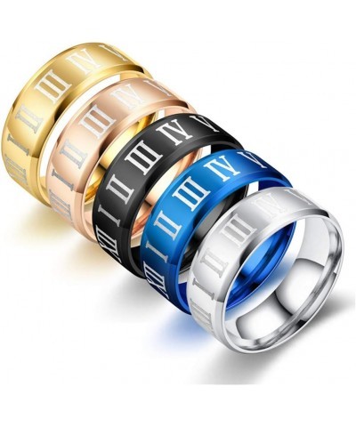 Unisex Stainless Steel Jewelry 8MM Classic Roman Numerals Couple Ring Wedding Band Rose Gold $6.99 Rings